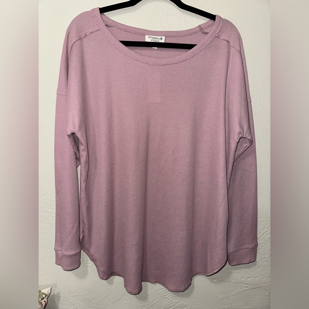 NWT Studio B By Bobeau Dusty Light Lavender Long John Long Sleeve Shirt Top